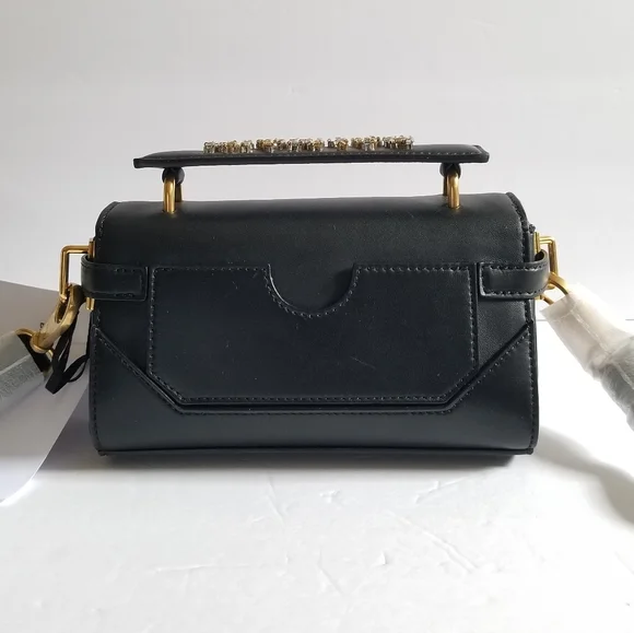 Balmain B-Buzz 19 Embellished Leather Crossbody Bag Black - Picture 8 of 15